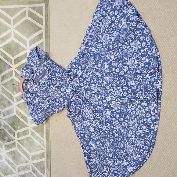 NWT Chris.tan cotton print button-down shirtwaist dress w 12-gore skirt. Sz 6 - Picture 6 of 13